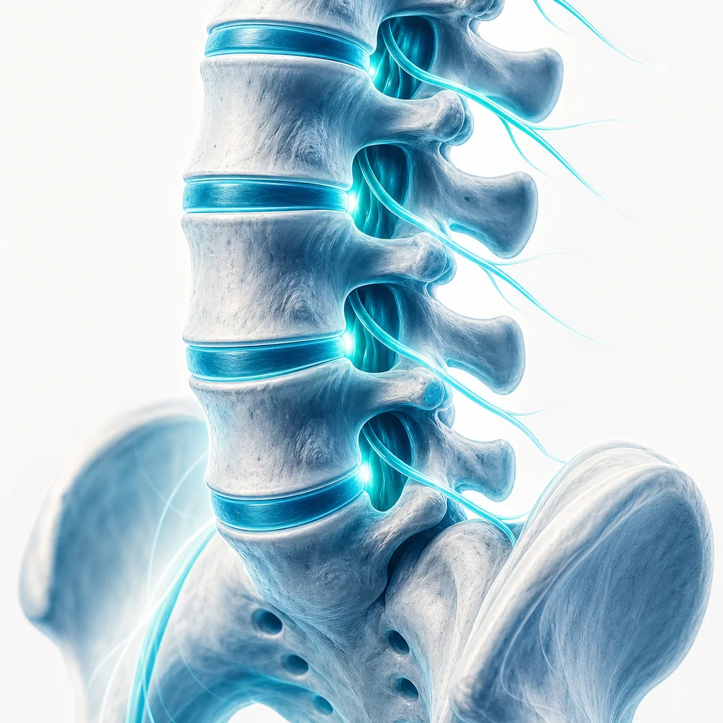 Illustration of the lower spine and discs