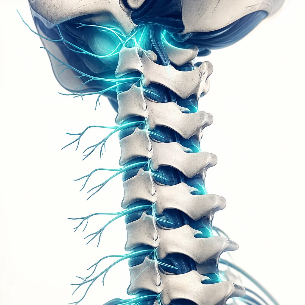 Anatomical illustration related to neck pain